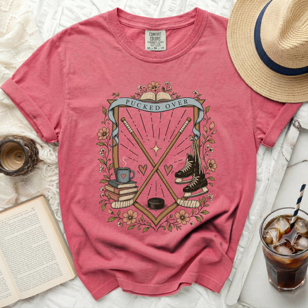 Pucked Over Cozy Hockey Tee in Crunchberry