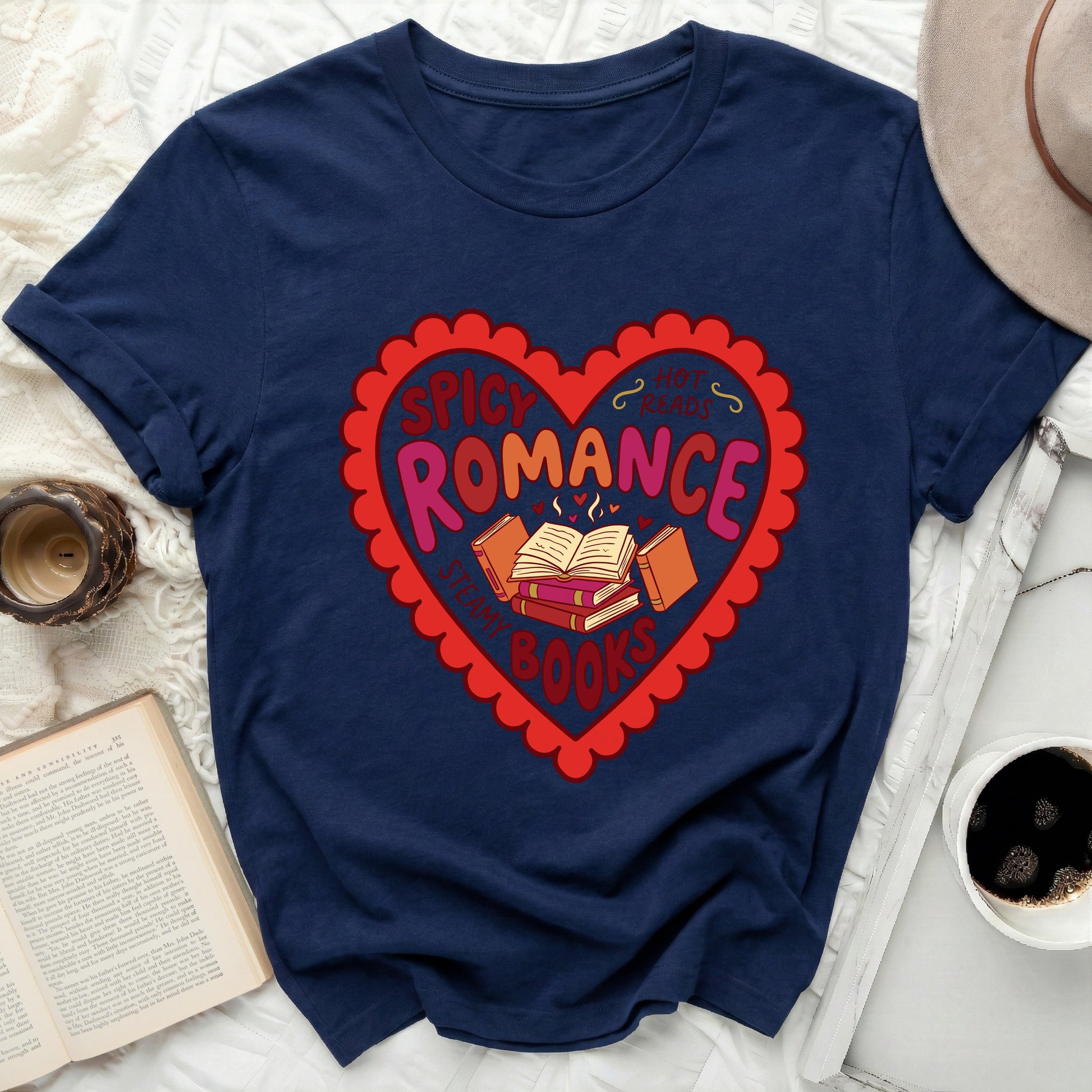Spicy Romance Hot Reads Steamy Books Heart Design product type
Spicy Romance, Hot Reads, Steamy Books, Book Lover, Reader Gift, Romance Novel, Bookish Style, Literary Theme, Heart Graphic, Dark Blue, Reading Fan, Bookworm, Unique Design, Gift Idea, Cozy Reading, Reader Fashion, Novel Lover, Aesthetic Print, Valentines Product, Fiction Lover