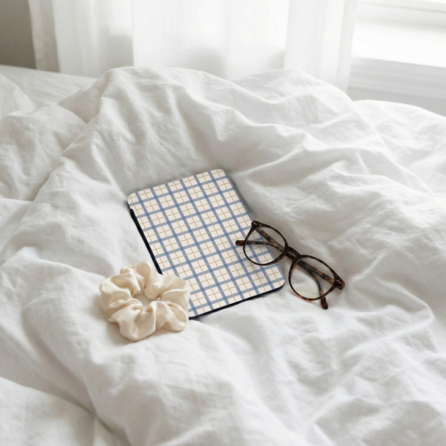Stylish Blue Checkered Pattern Notebook for Daily Use