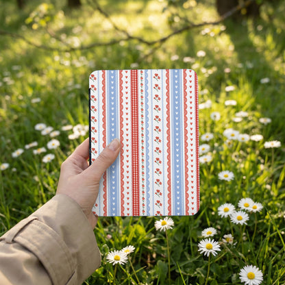 Cute Red and Blue Striped Hearts and Roses Notebook