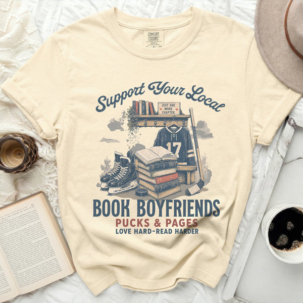 Local Book Boyfriends & Pucks Tee in Ivory