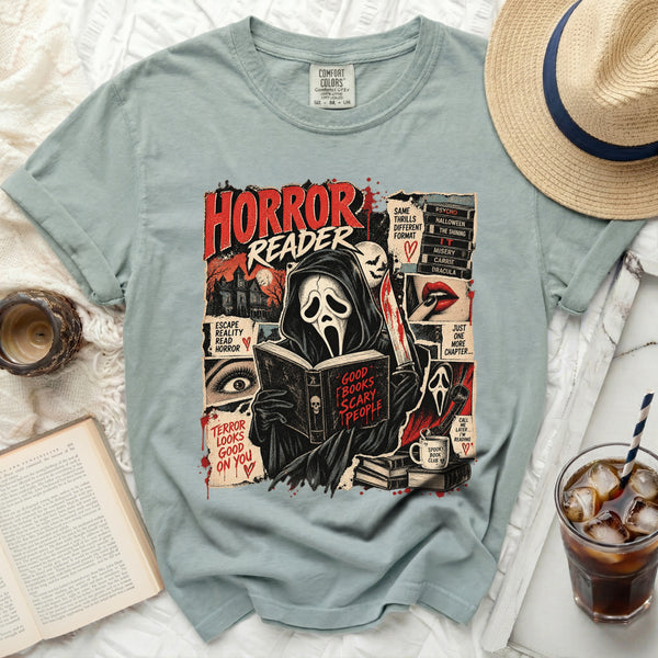 Horror Reader Graphic Tee in Bay