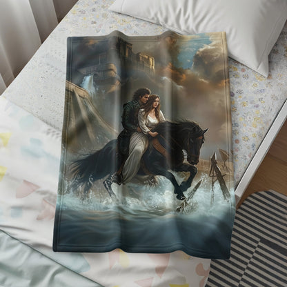 Romantic Couple on Horse Adventure Blanket