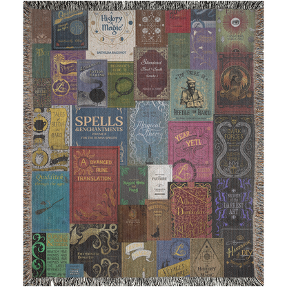 📚 Wizard Books Woven Tapestry Blanket | Potterhead Must-Have 🧙‍♂️