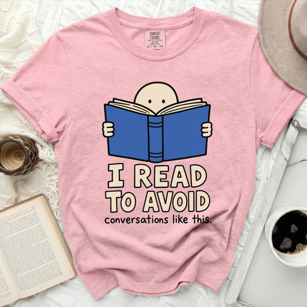I Read To Avoid Conversations Tee in Blossom