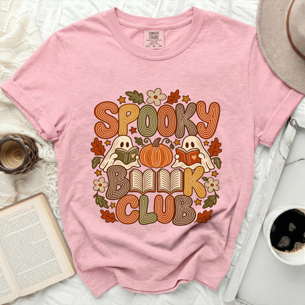 Spooky Book Club Ghost Tee in Blossom