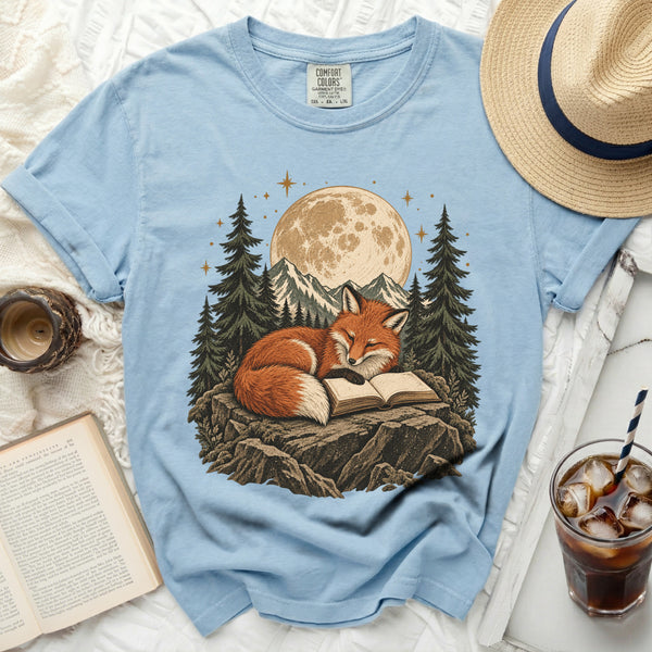 Bookish Fox Tee in Chambray