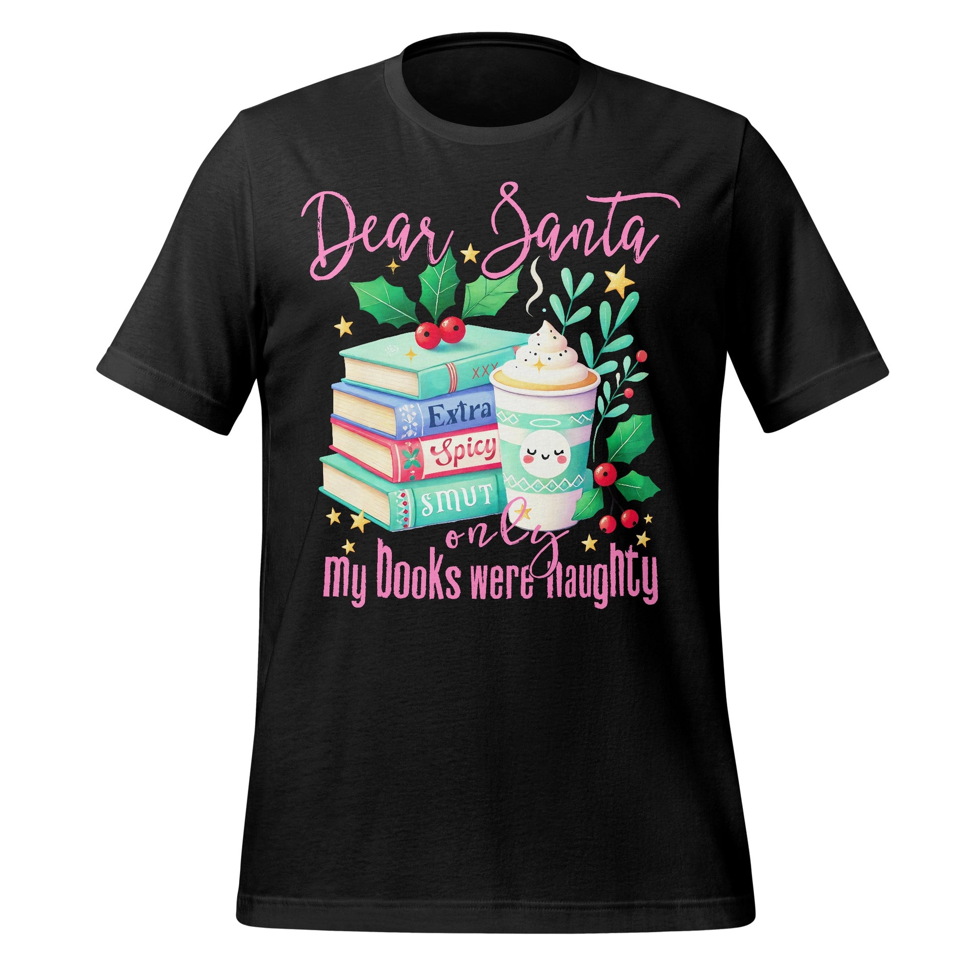 Dear Santa Naughty Books and Beverage T Shirt
