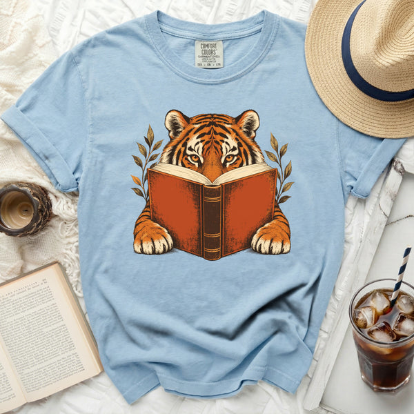 Bookworm Tiger Tee in Chambray