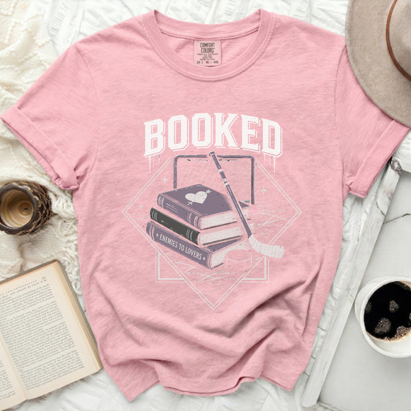 Booked Hockey Romance Literary Escape Tee in Blossom