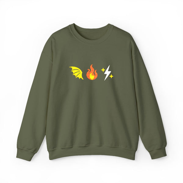 Empyrean Verse Embroidered Sweatshirt in Military Green