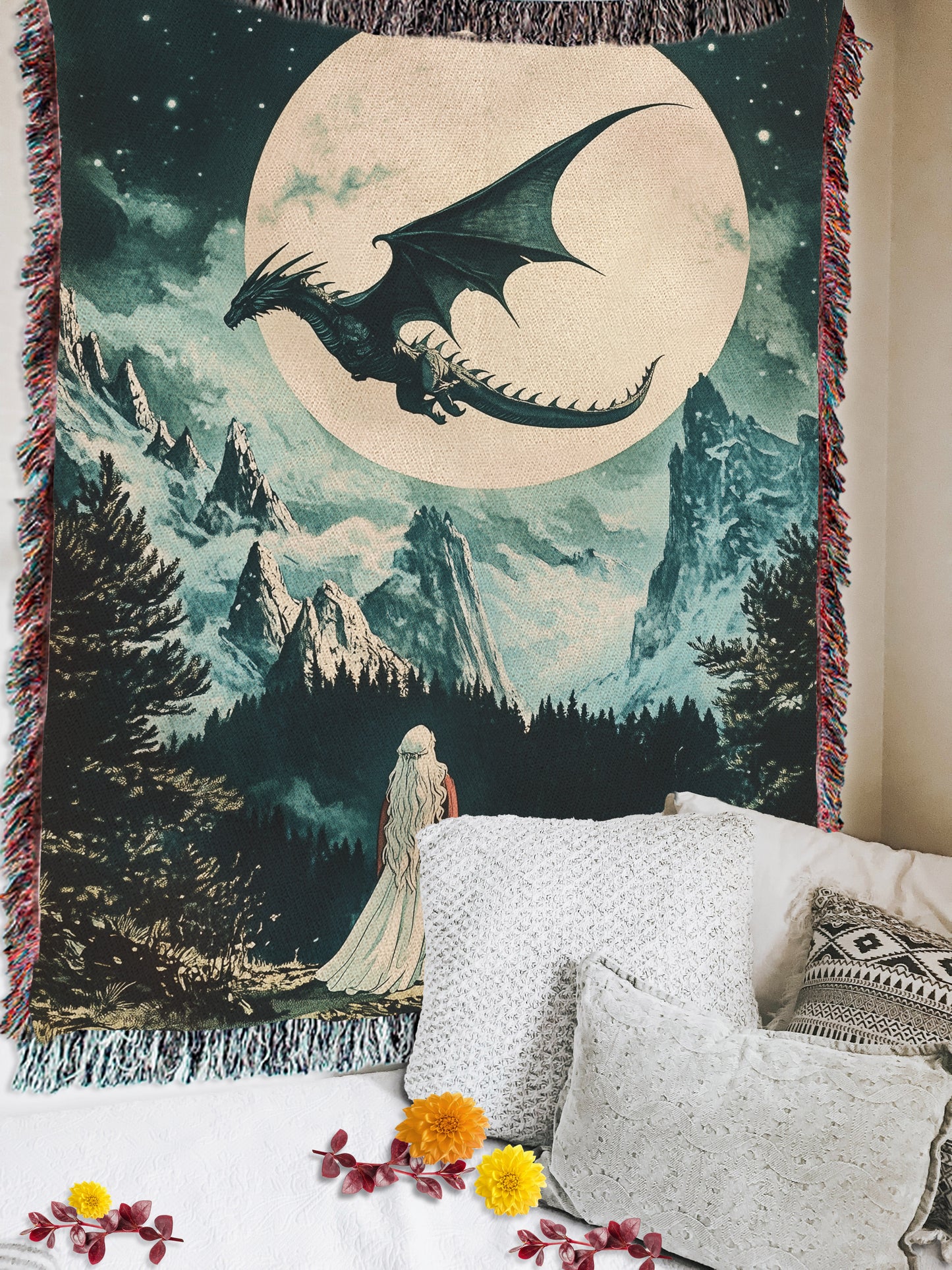 🌌 Enchanting Throne of Glass Moonlit Tapestry Throw Blanket 🌌