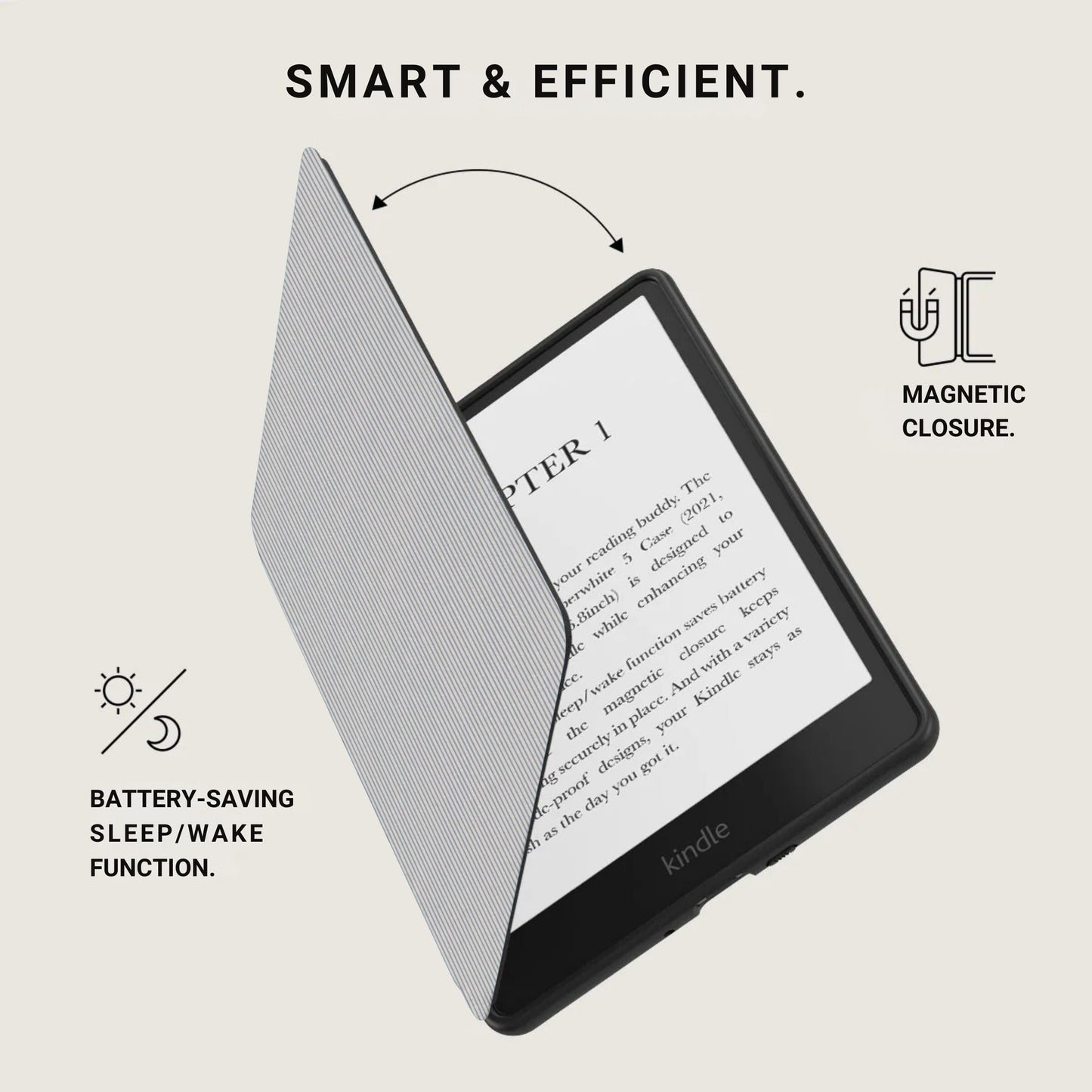 Smart Efficient Kindle Cover with Magnetic Closure