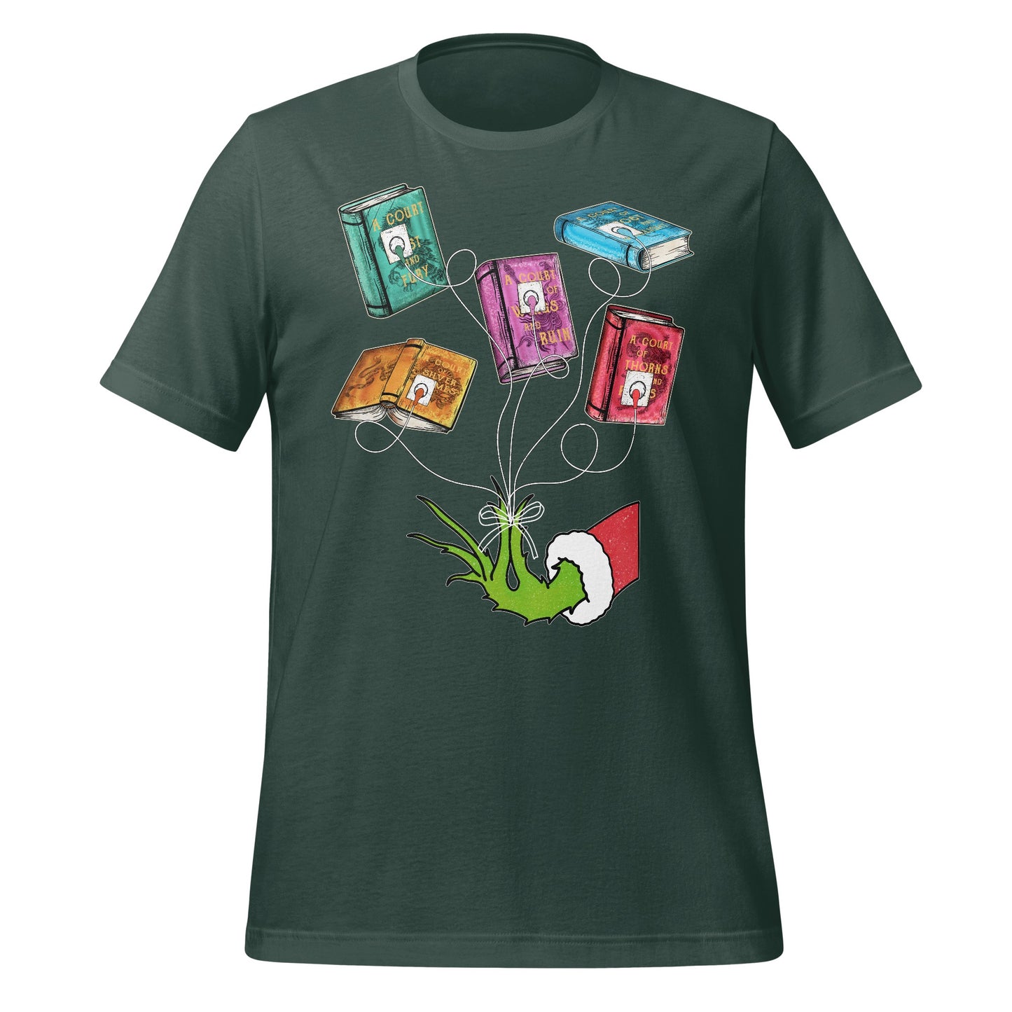 Grinch Hand Holding Books Graphic Halloween T-shirt