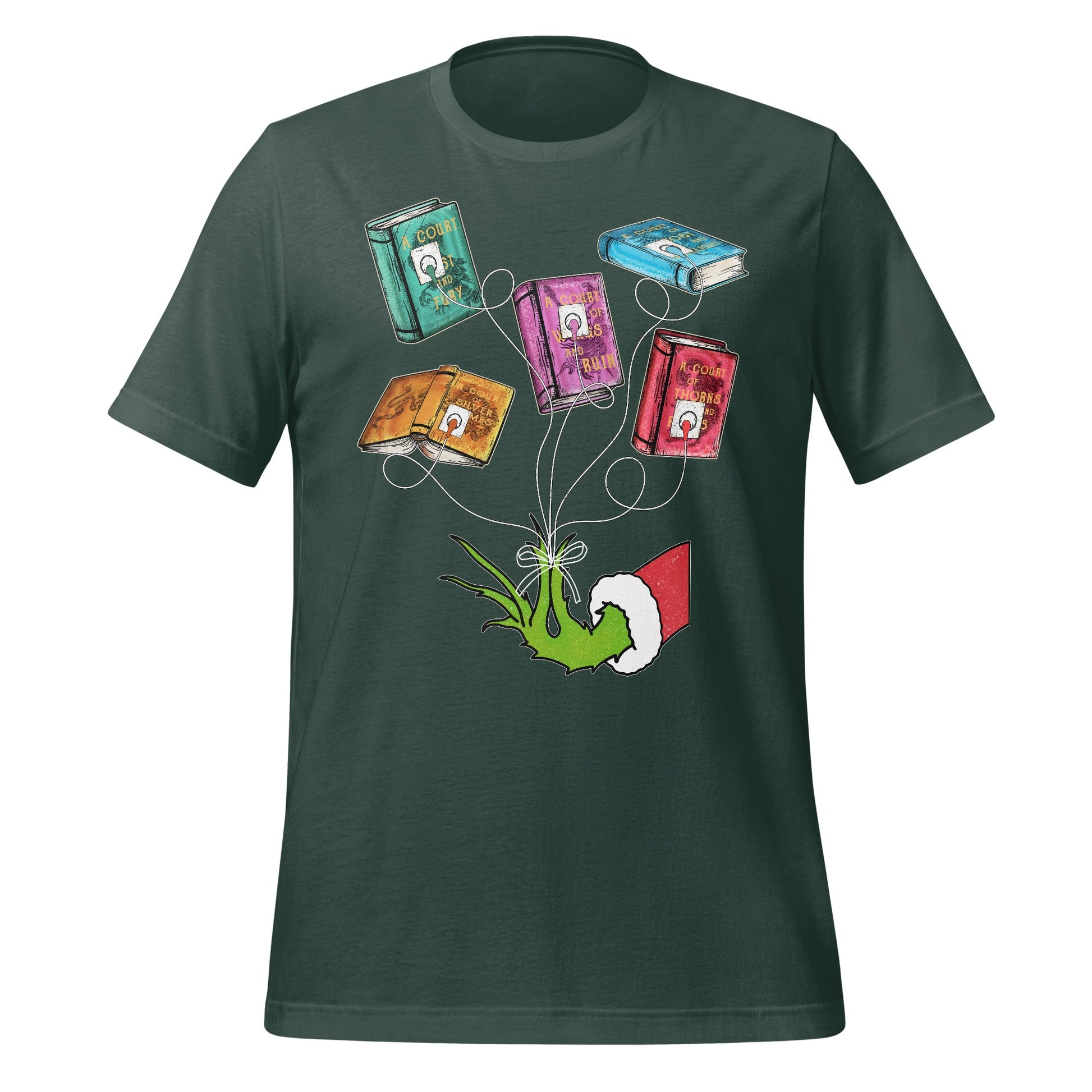 Grinch Hand Holding Books Graphic Halloween T-shirt