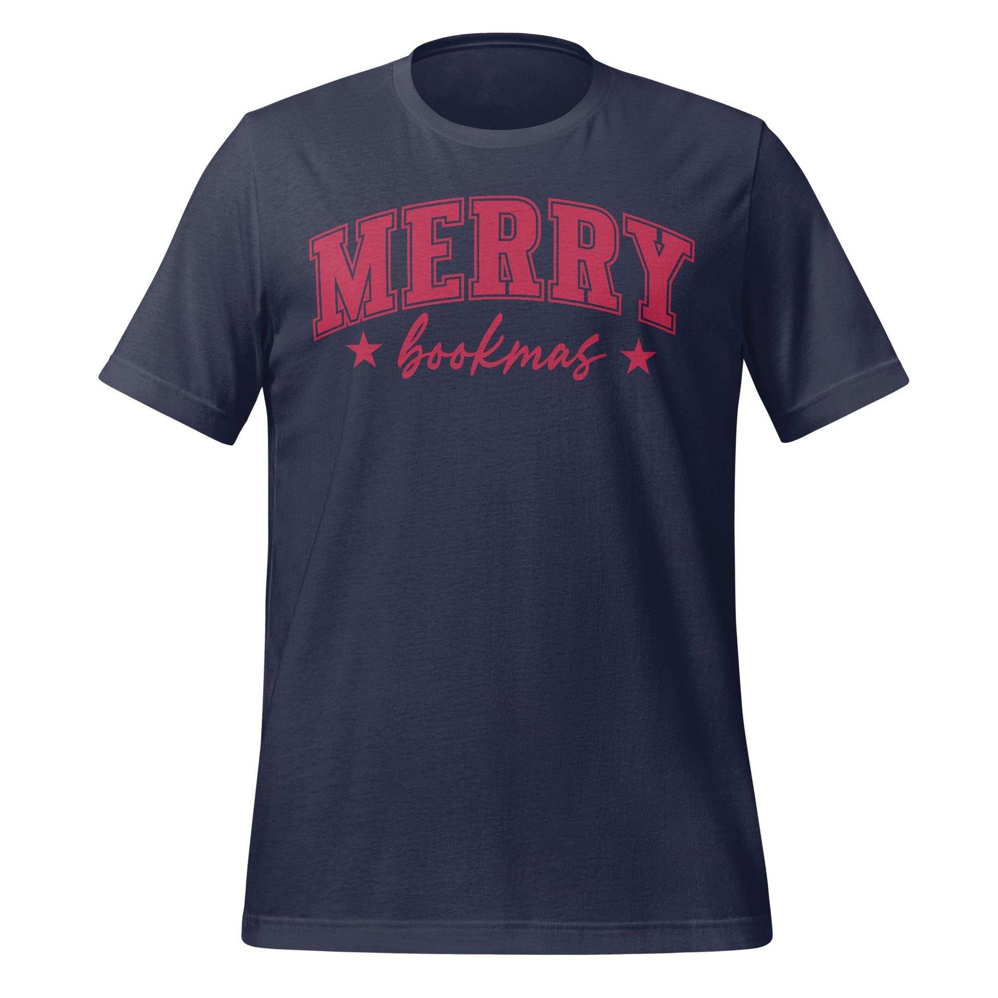 Festive Merry Bookmas Print Casual T-Shirt