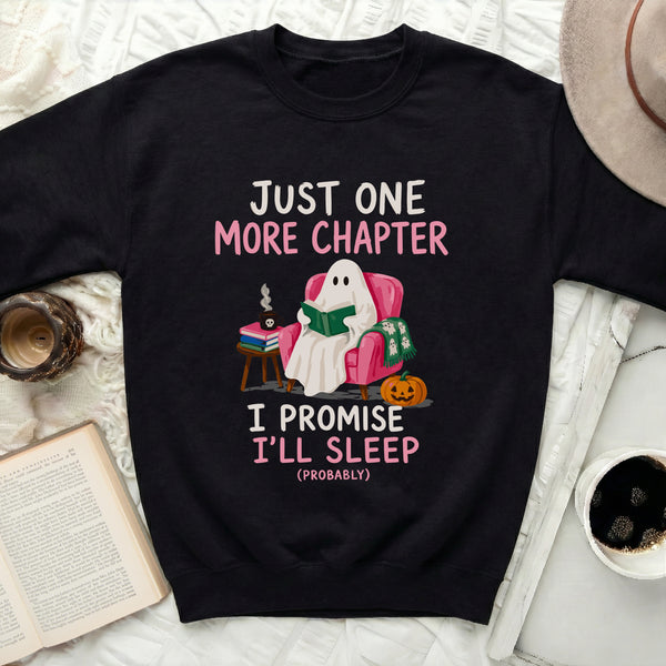 The 'Just One More Chapter' Ghost Sweatshirt in Black