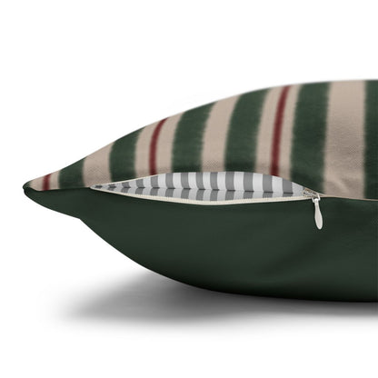 Decorative Pillow with Striped Pattern and Green Back