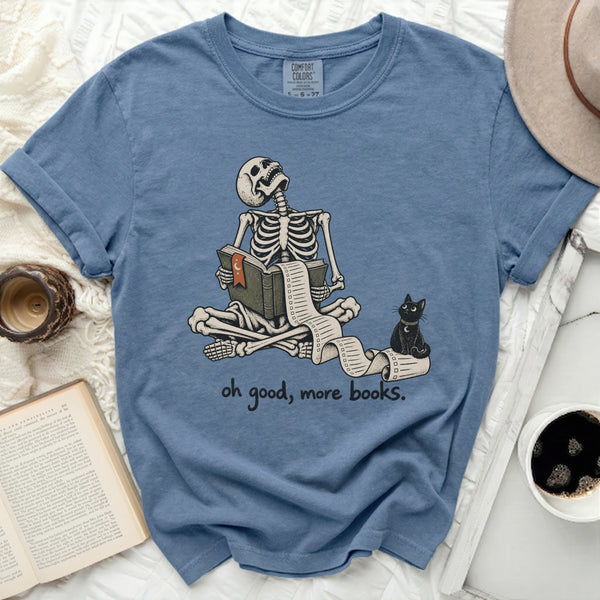 More Books Skeleton Tee in Blue Jean