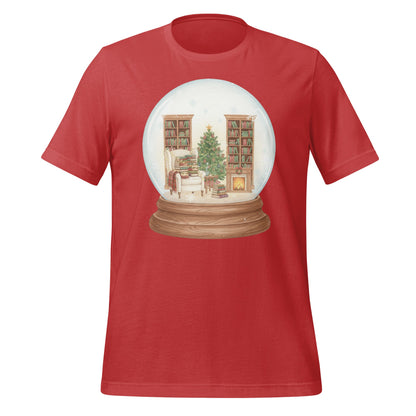 Cozy Holiday Snow Globe Print Red T-shirt