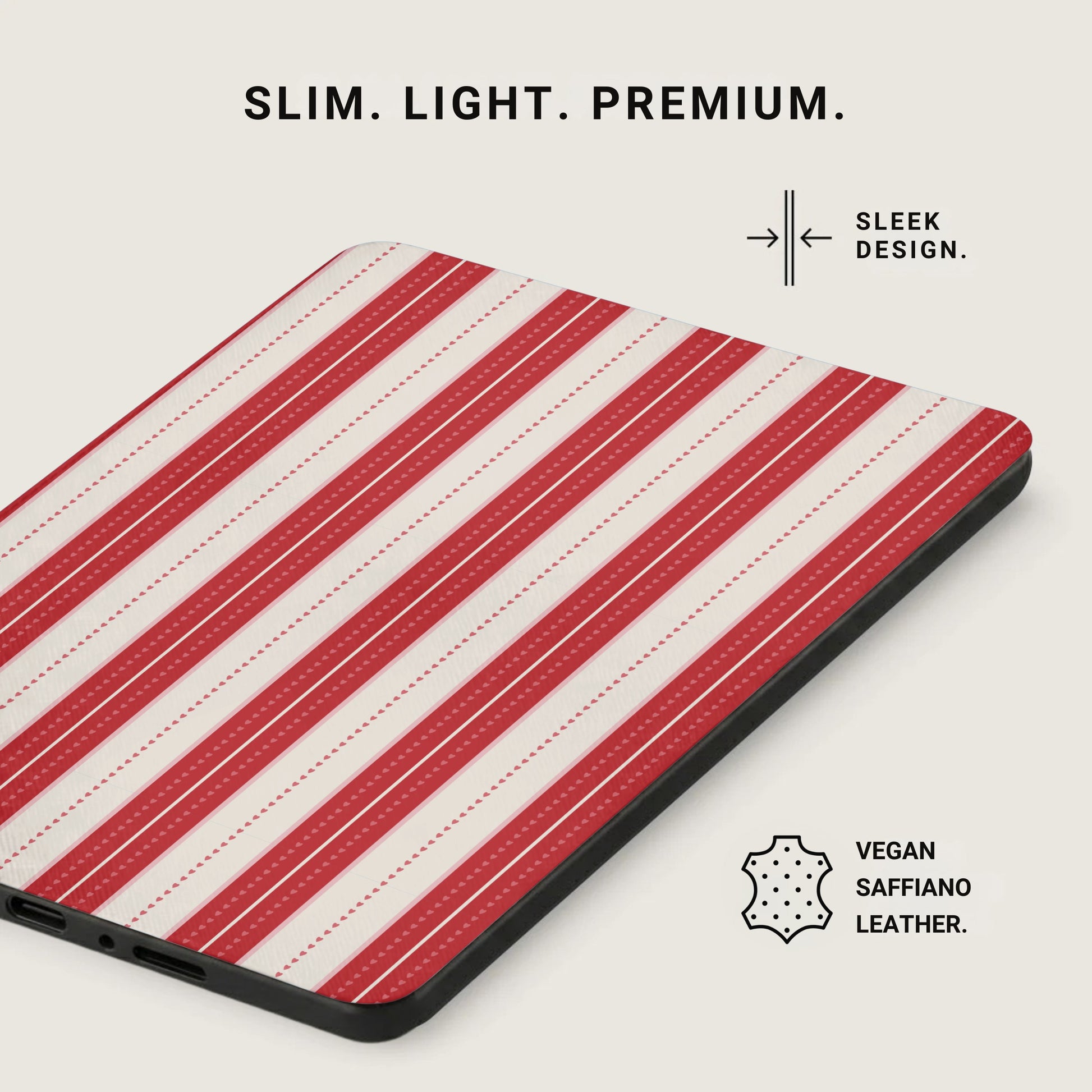 Slim Light Premium Sleek Design Red Striped Tablet Case