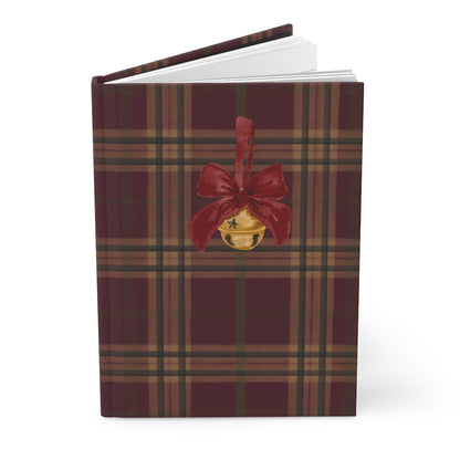 Festive Christmas Plaid Notebook with Bell Design