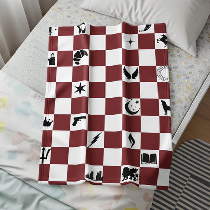 Red and White Checkerboard Patterned Blanket