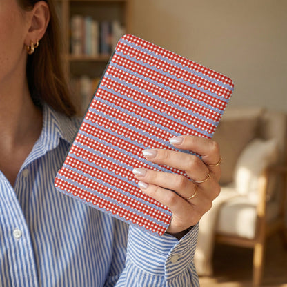 Red and White Striped Gingham Pattern Tablet Case