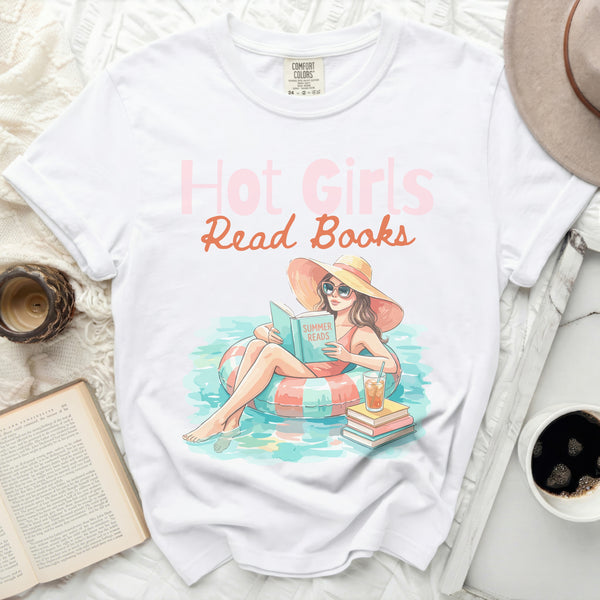 Hot Girls Read Books Tee in White