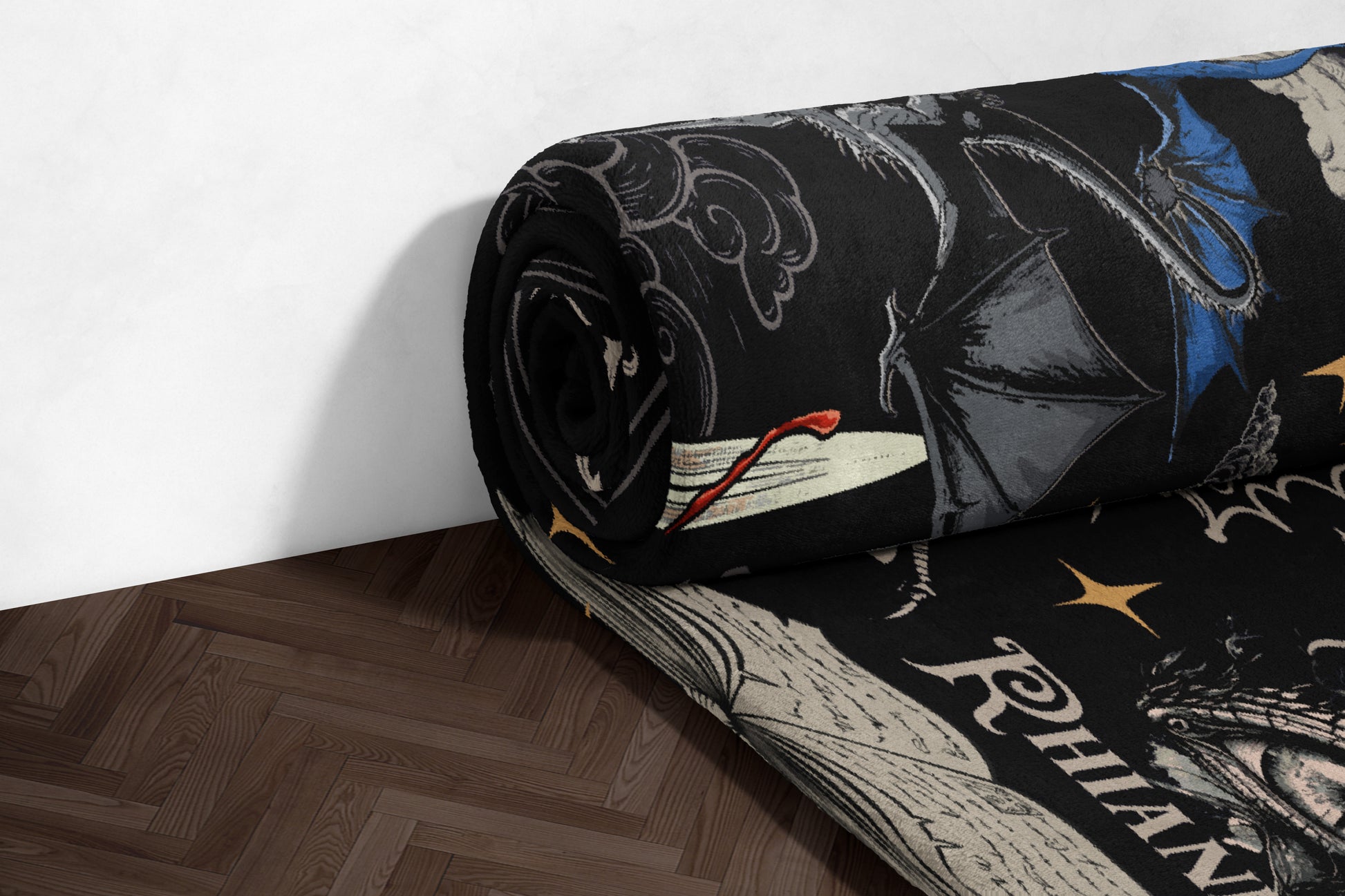 Intricately Designed Dragon Printed Area Rug Product