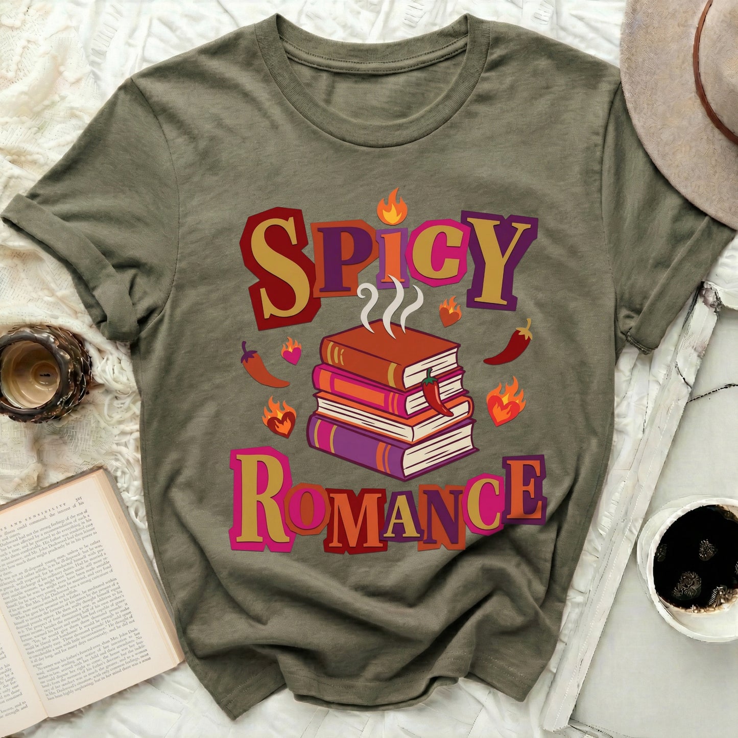 Spicy Romance Books Chili Peppers Heart Flames t-shirt
Spicy Romance
Romance Books
Chili Peppers
Flaming Hearts
Book Lover
Romance Reader
Spicy Read
Bookish Gift
Reader Shirt
Novel Shirt
Bookworm
Hot Romance
Fiction Fan
Olive Green
Graphic Tee
Reading Aesthetic
Book Stack
Literary Shirt
Gift for Readers
Unique Design