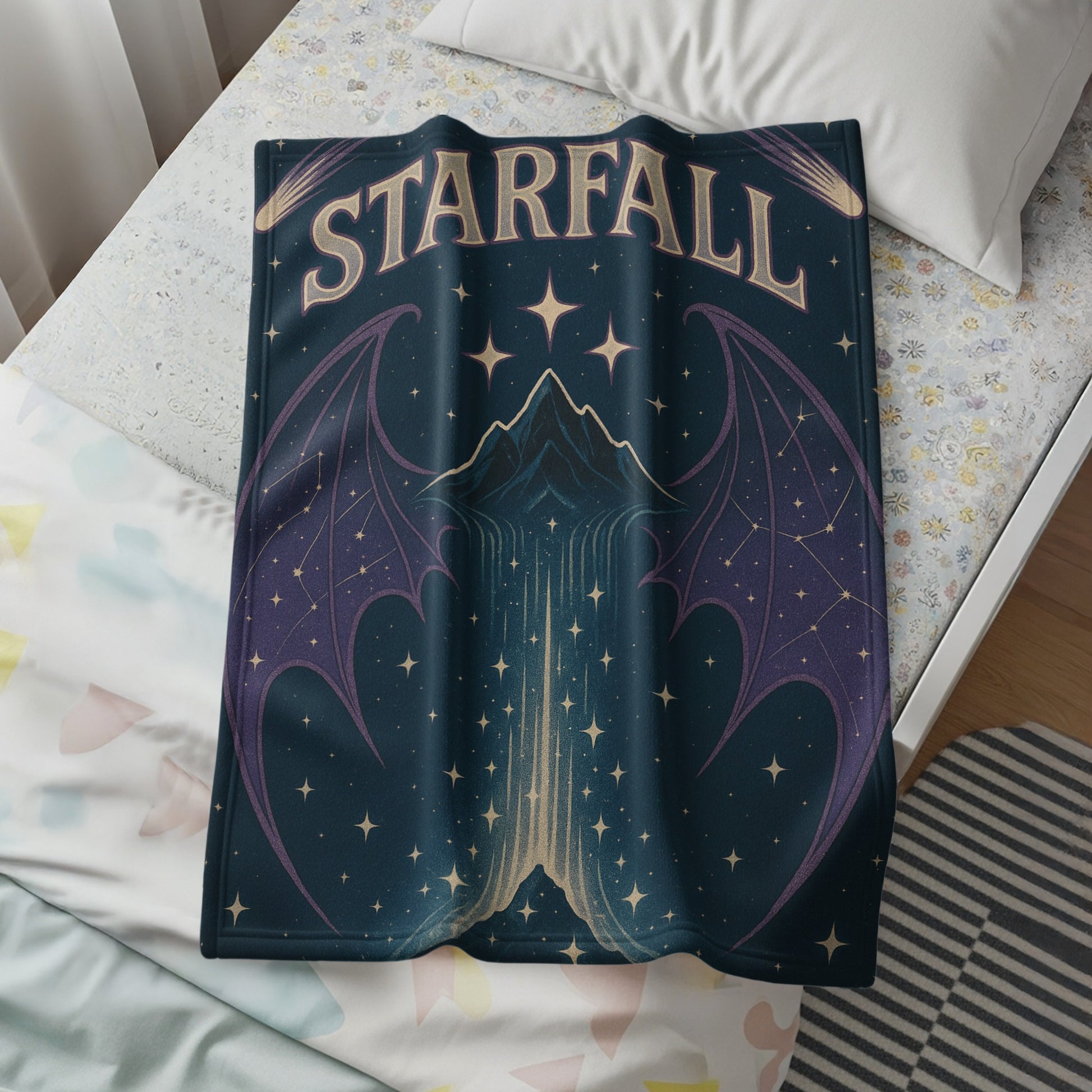 Starfall Illustration Dark Blue Blanket Product