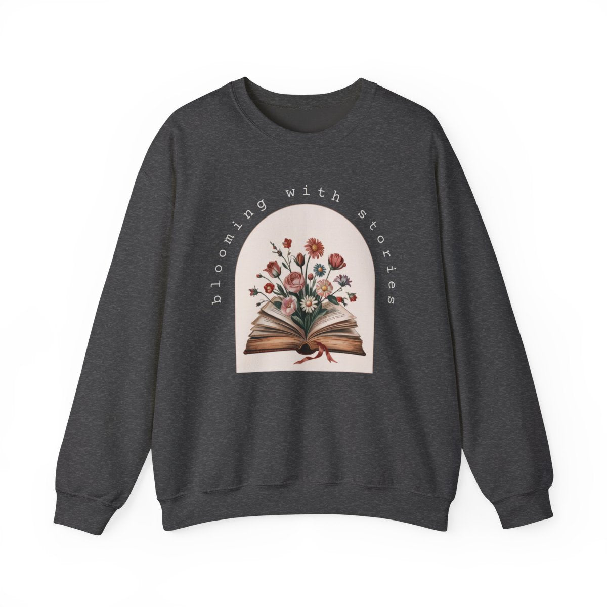 Blooming With Stories Open Book Flowers Design Sweatshirt - MagicMerchEmporium