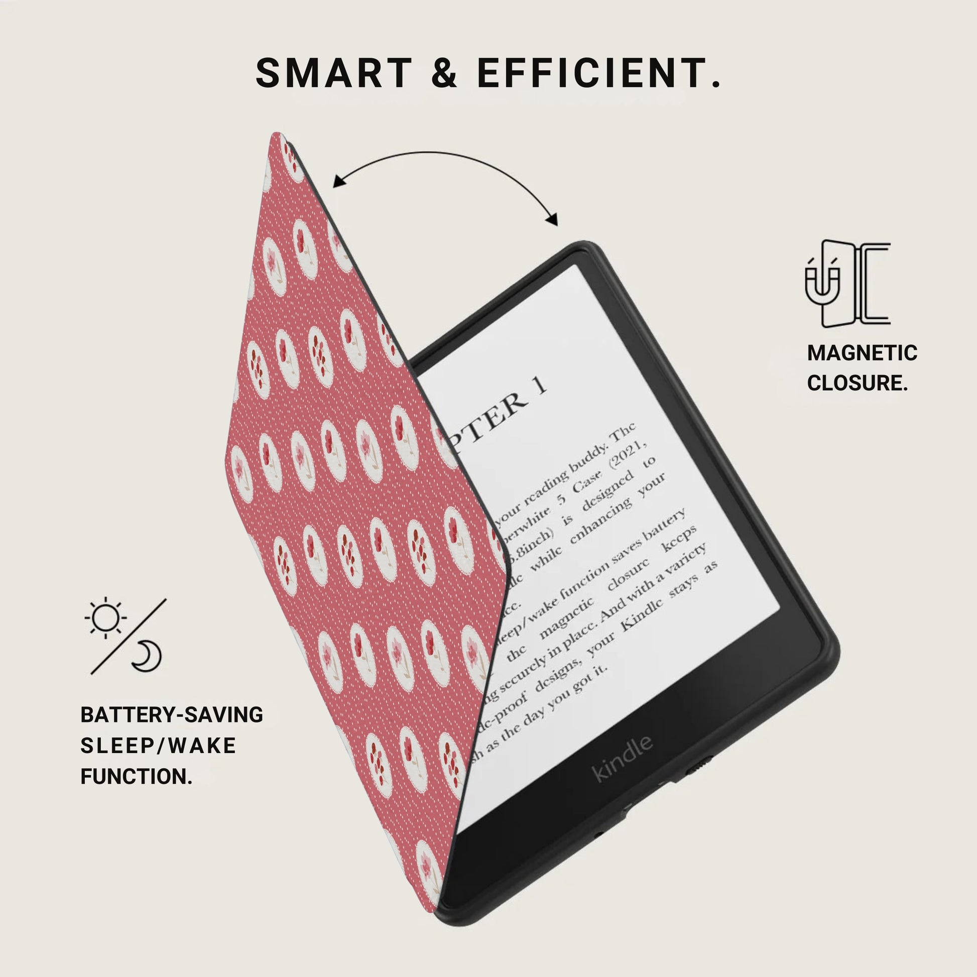 Smart Efficient Kindle Case with Magnetic Closure