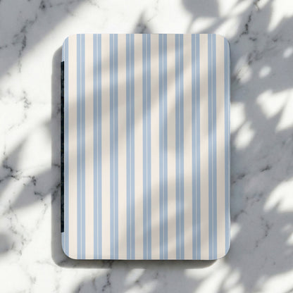 Elegant Blue and White Striped Design Notebook