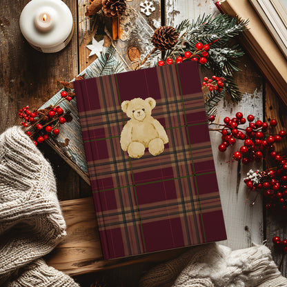Cozy Teddy Bear Plaid Design Christmas Decorative Notebook