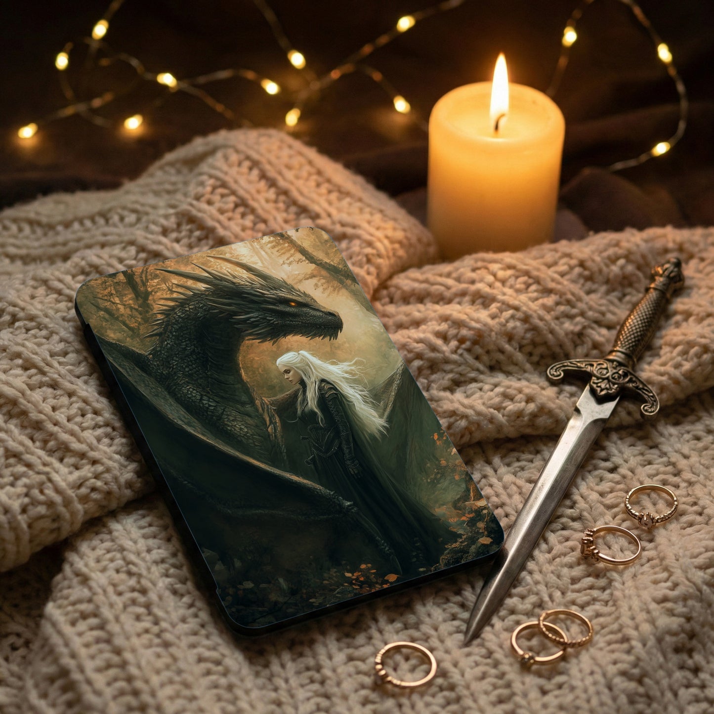 Dragon White Haired Woman Fantasy Forest Magical product type