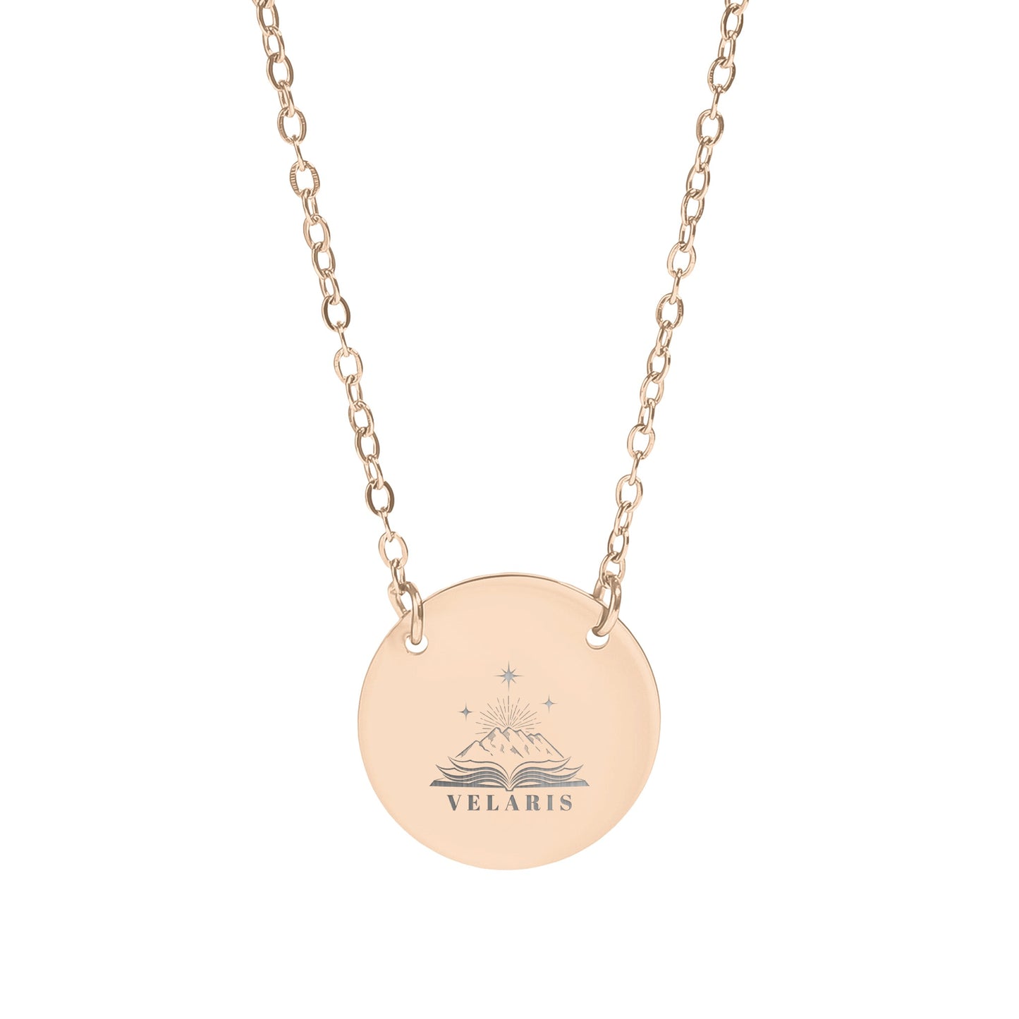 Velaris Engraved Round Pendant Necklace Jewelry