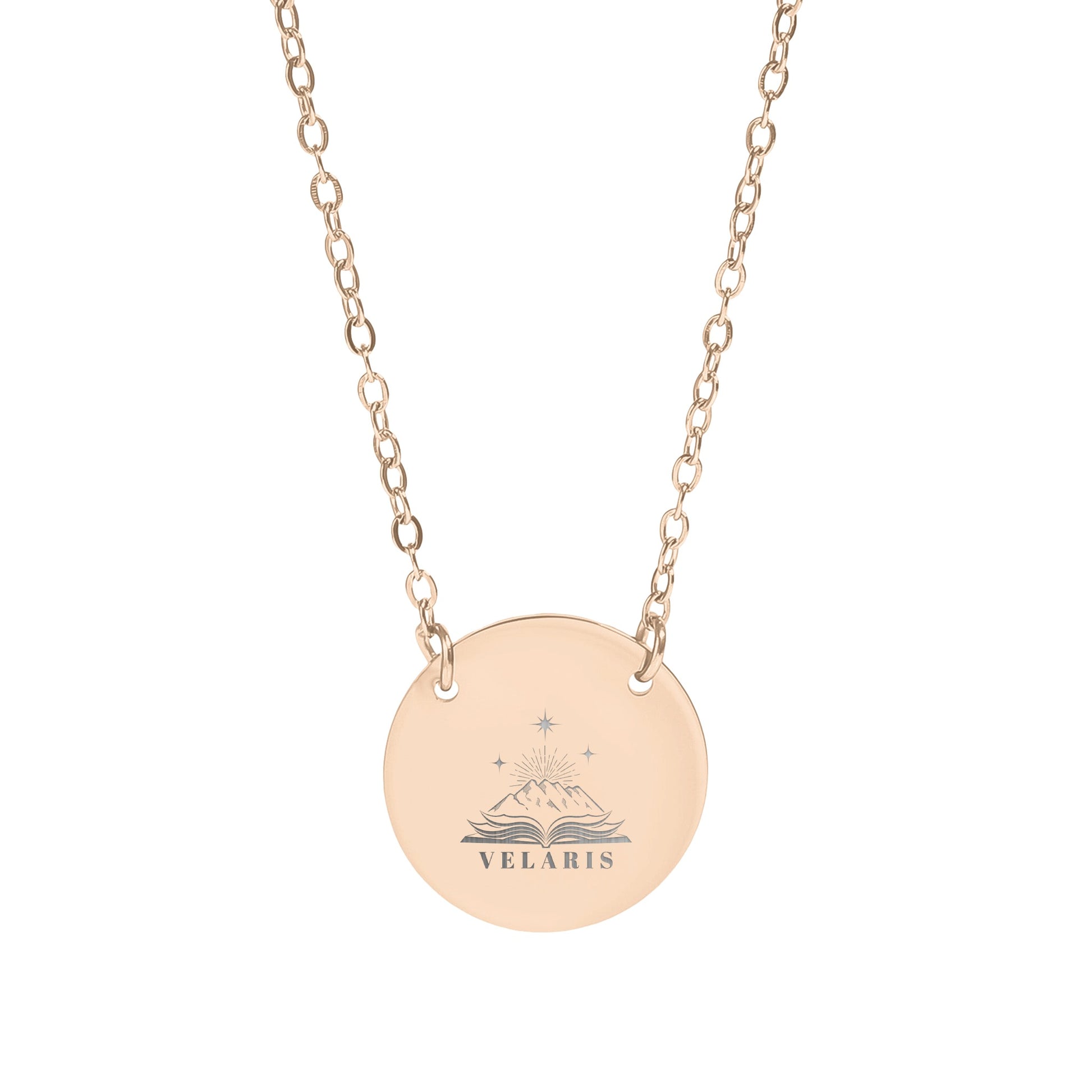Velaris Engraved Round Pendant Necklace Jewelry