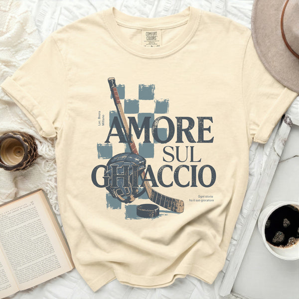 Amore Sul Ghiaccio Hockey Tee in Ivory