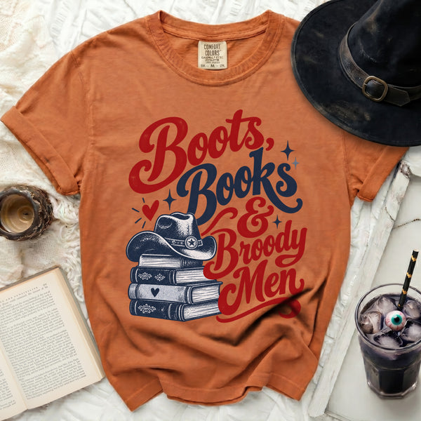 Boots & Books Romance Tee in Yam