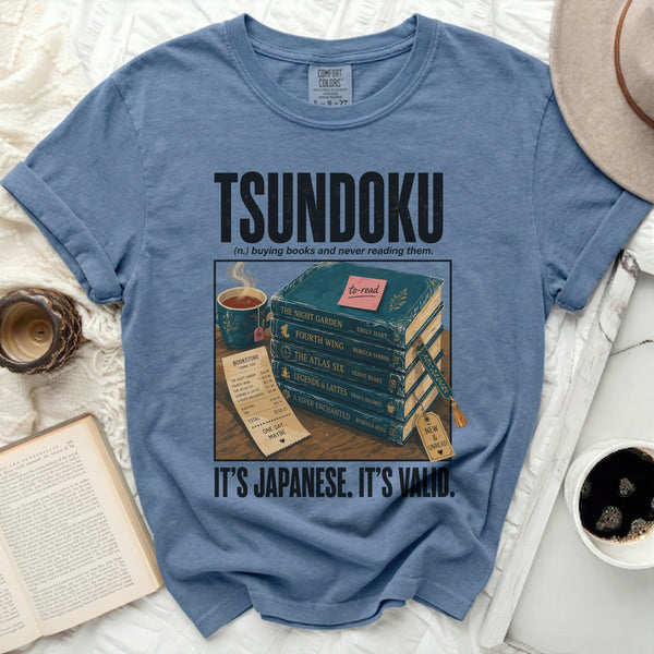 Tsundoku Definition Tee in Blue Jean