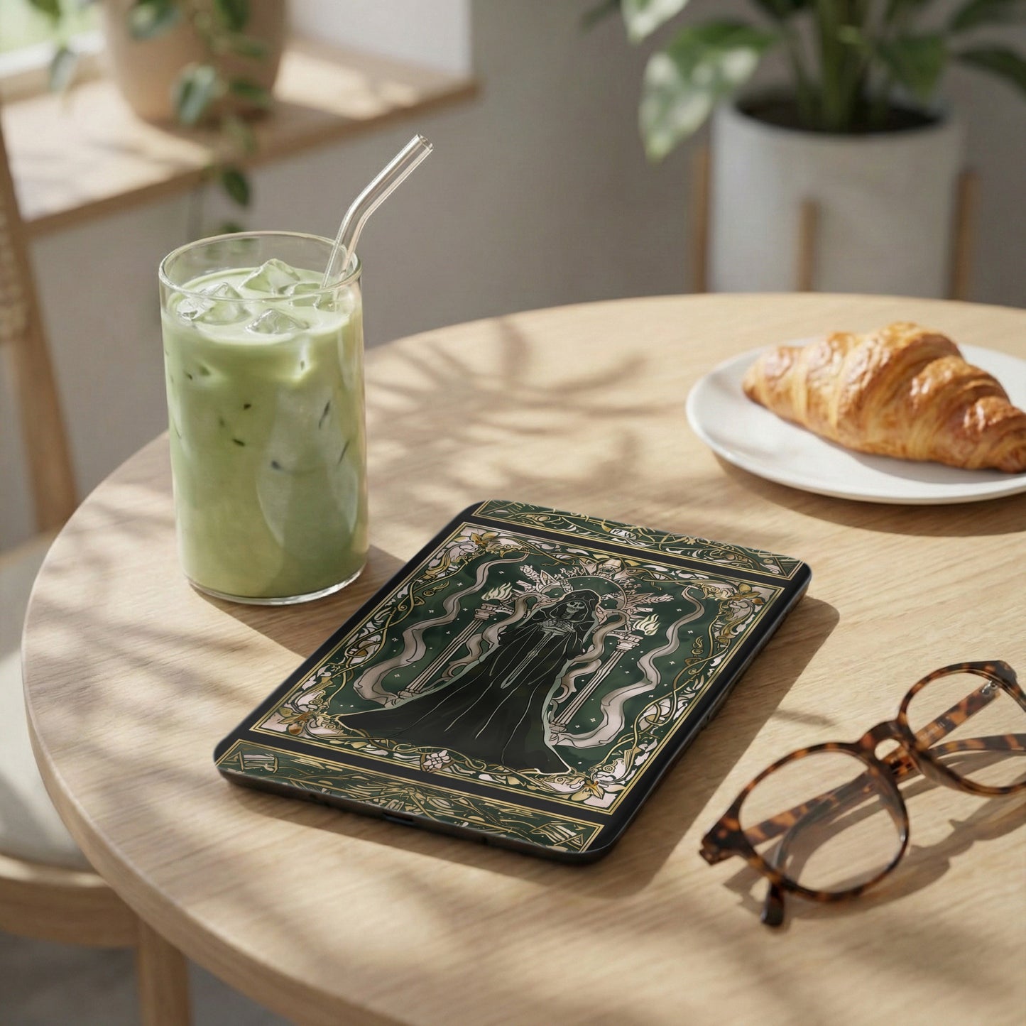 Dark Green Gold Art Nouveau Skull Tablet Case product type