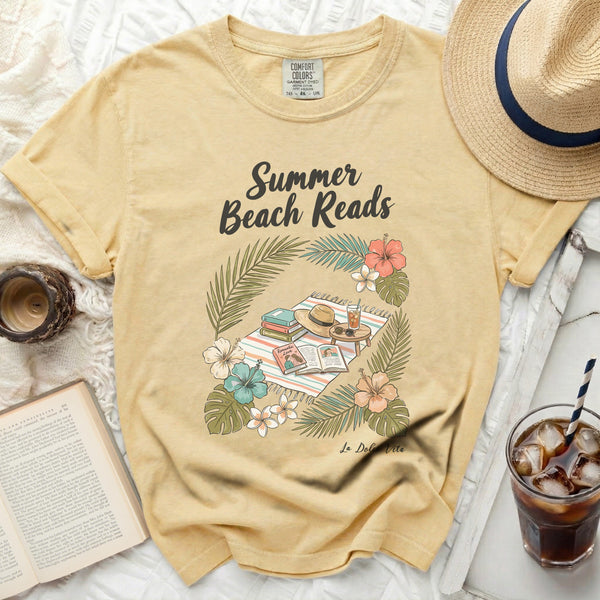 Summer Beach Reads Tropical Tee in Butter