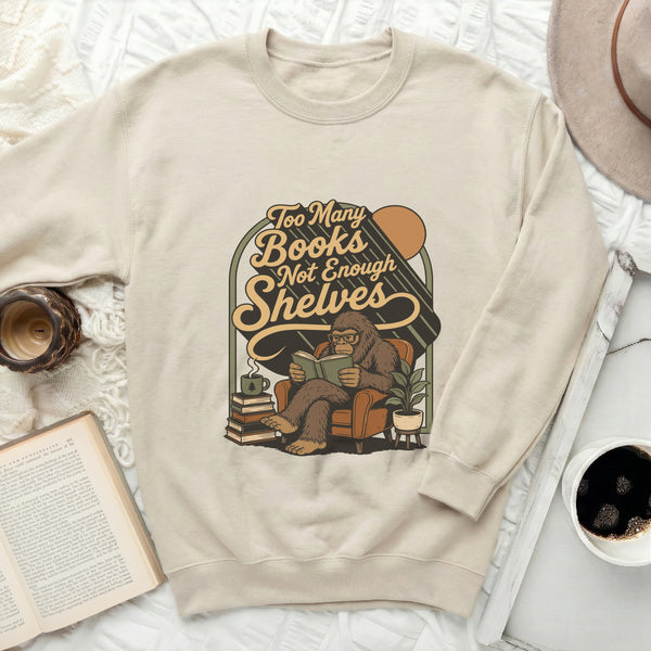 Cozy Cryptid Bookworm Sweatshirt in Sand