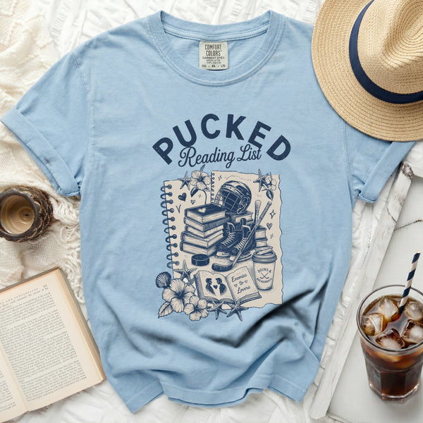 Pucked Reading List Tee in Chambray