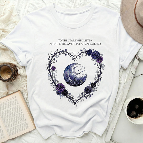 Midnight Rose Heart Tee in White