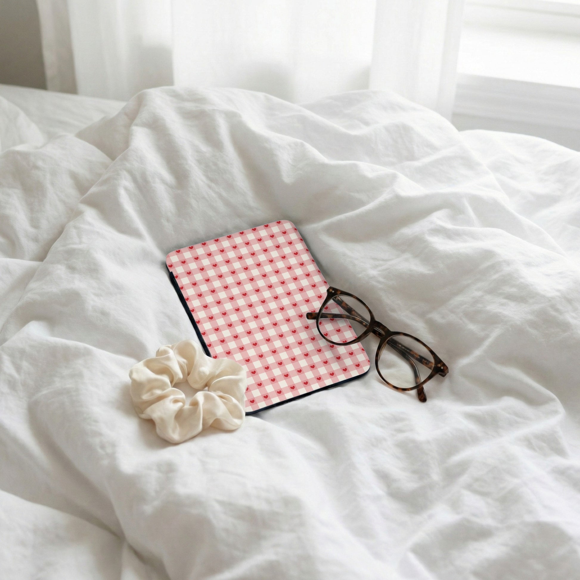 Pink Gingham Checkered Design iPad Cover Accessory