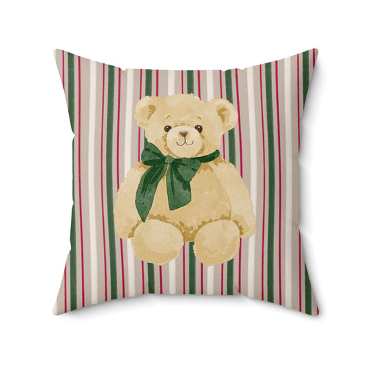 Adorable Teddy Bear and Striped Design Pillow