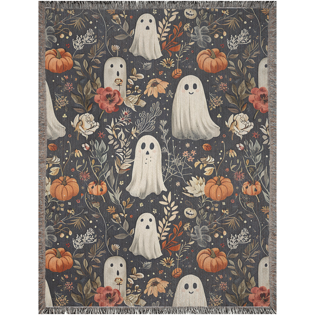 🎃 Spooky Ghost Woven Blanket - Cozy Up for Halloween 🎃